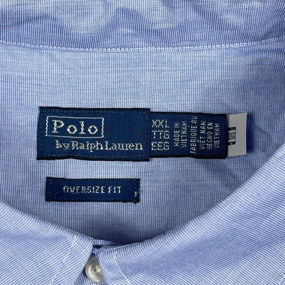 Polo Ralph Lauren Button Down Shirt Mens XXL Blue Oversize Fit End On End Cotton